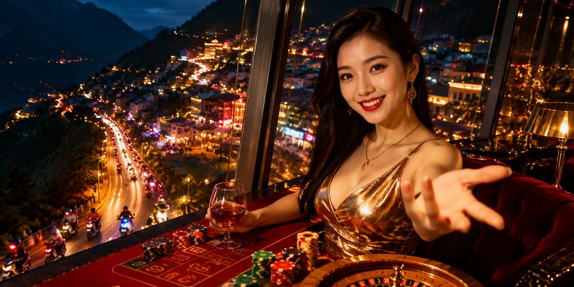 Màn hình neon chiếu sáng khu vực game VIP tại Sapa về đêm