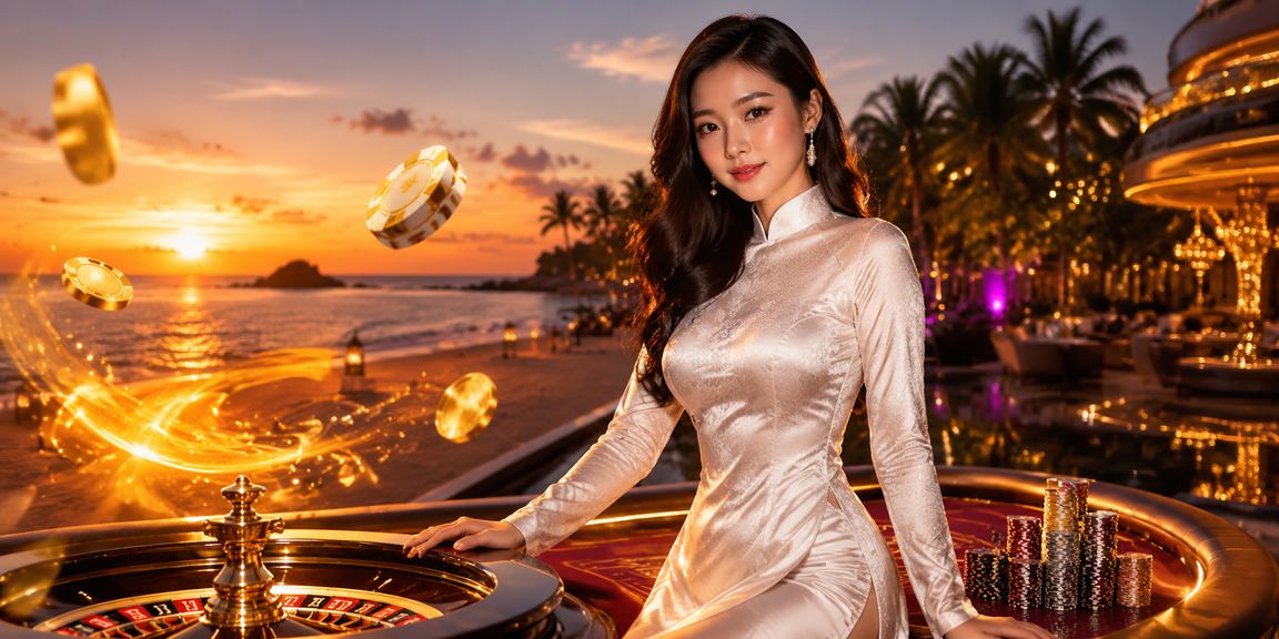 Sảnh casino trực tuyến sôi động với bàn live và màn hình game hiện đại